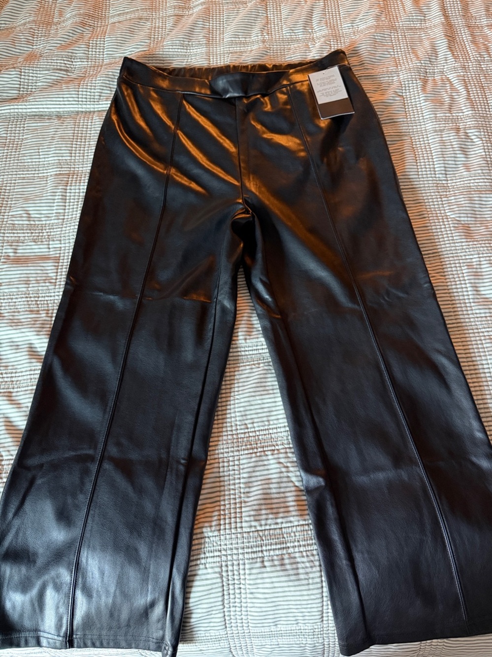 Women’s Black Faux Leather Straight-Leg Pants
